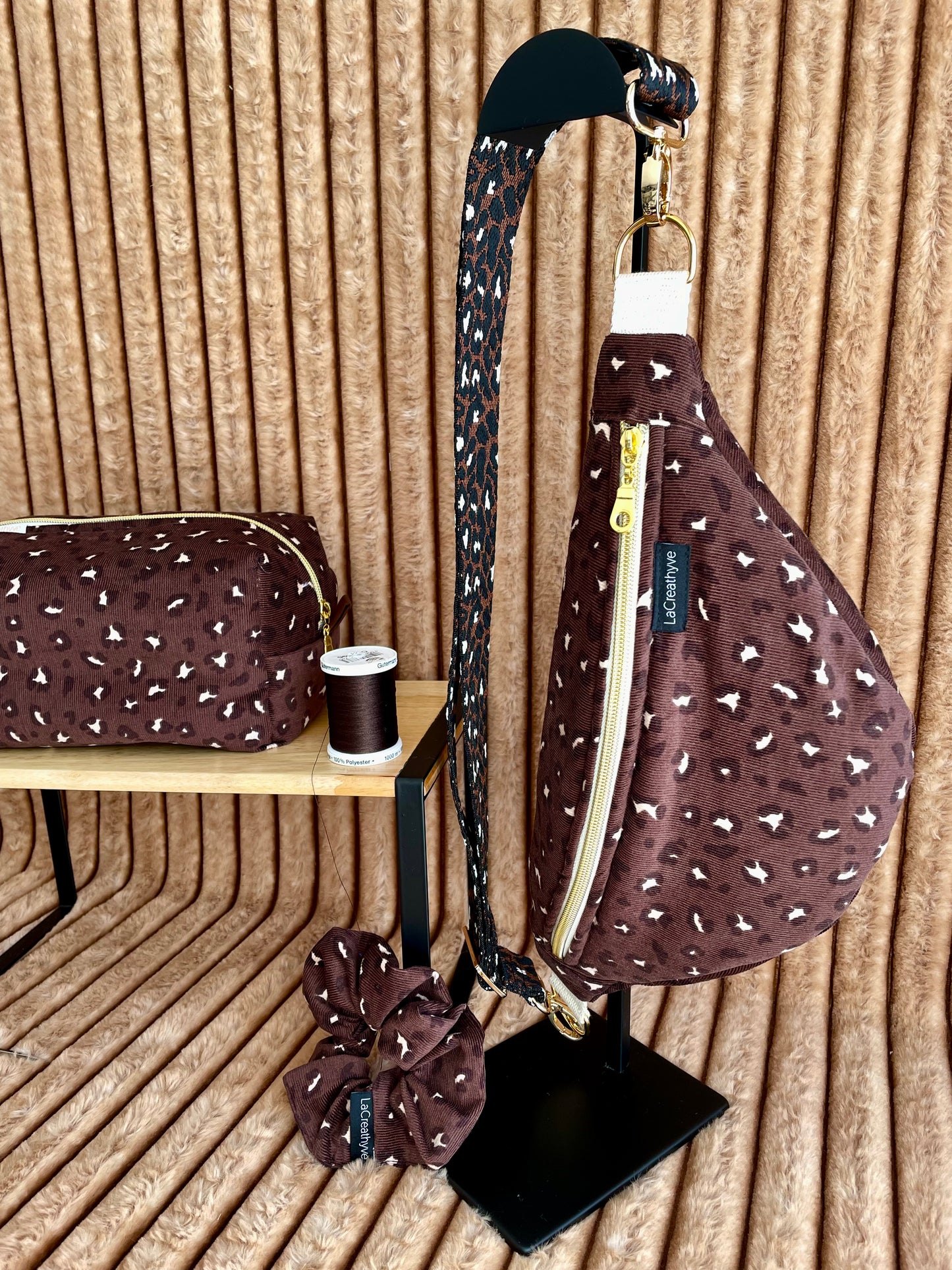 🐆🤎 Léopard Velours - Accessoires en velours côtelé imprimé léopard