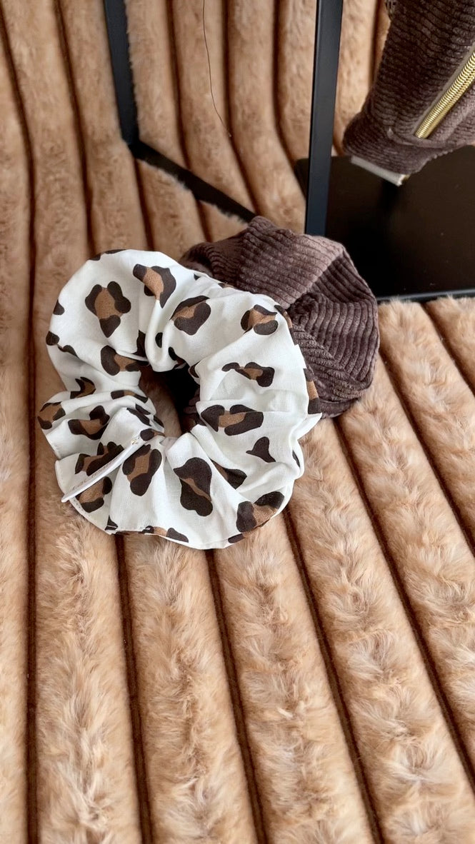 🤎🐆 Velours Safari - Accessoires en velours côtelé marron & doublure léopard