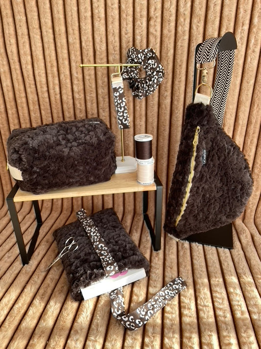 🤎🐆 Instinct Doux - Accessoires en fausse fourrure & doublure léopard fait main