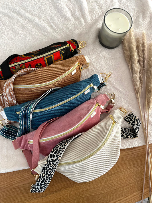 Sacs Banane Faits Main avec Sangles Amovibles : Velours côtelés fines côtes!